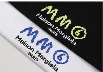 Margiela unisex tarzı T-shirt 2023 yeni mm6 dijital nakış gevşek rahat kısa kollu erkek ve kadın çiftler aynı üst