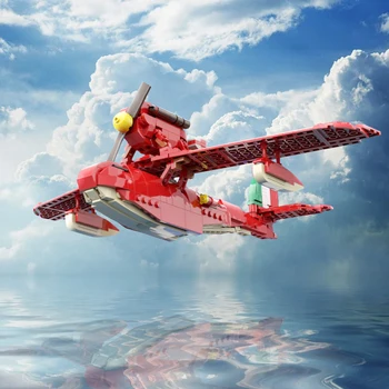 MOC 116736 Porco Rosso Savoia S21 Kırmızı Domuz Hayao Miyazaki Anime Su Uçağı Yapı Taşı Uçak Yapı Taşları Oyuncak Hediyeler