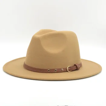 Erkekler Kadınlar için Kemer Tokalı Fötr Şapka Moda Şapka Keçe Şapka