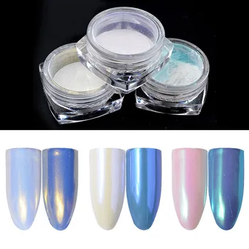 1~5 ADET İnci Beyaz Çivi Glitter Aurora Sarı Pembe Krom Mehtap Tozları Fritillary Kabuk Ayna Pigment Toz Tırnak