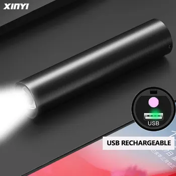 Mini USB Şarj Edilebilir LED el feneri Dahili pil 3 Aydınlatma Modları WaterproofTorch Şık Taşınabilir Takım Elbise Gece Aydınlatma için