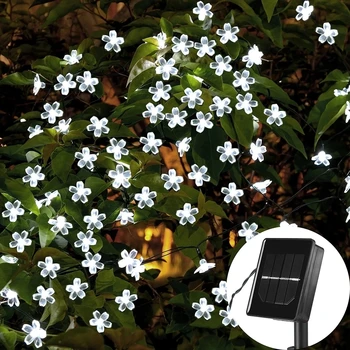 12 M / 7 M güneş dize peri noel ışıkları açık 100/50 / 20LED su geçirmez çiçek bahçe çiçeği aydınlatma parti ev dekorasyon