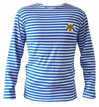 Rus Donanması Aziz Andre Bayrağı Rozeti 325th Yıldönümü Denizci Çizgili Gömlek 100 % pamuklu uzun kollu tişört T-Shirt Askeri Breton bluz