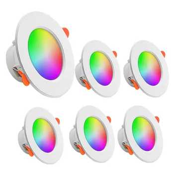Renk Değiştirme Lambası 85-265V Tuya Mesh Akıllı LED Downlight 10W Bluetooth uyumlu RGB Aşağı Lamba E27 RGB Değişimi Sıcak soğuk ışık