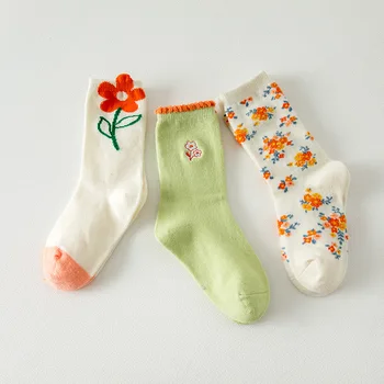 0-5 Yıl Toddlers Kızlar Fırfırlı Çorap Yumuşak Pamuklu Bebek Ayak Bileği Çorap Çiçek Desen Çocuk Çorap Anti Kayma Bebek Kat Çorap