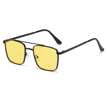 Yüksek Kaliteli Tasarım Küçük Kare Çerçeve Güneş Gözlüğü Erkekler Kadınlar için Moda Trendi Çift Kiriş Metal güneş gözlüğü Erkek Bayanlar Gözlük
