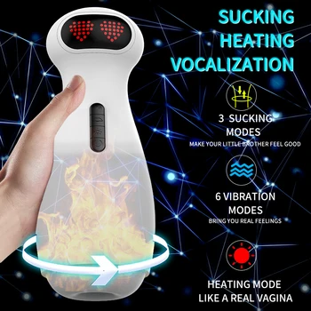 Erkek Penis Otomatik emme ısıtmalı Gerçek Vajinal mastürbasyon kupası Oral Mastürbasyon Yetişkin Seks Oyuncak Erkek Yetişkin Masturbator
