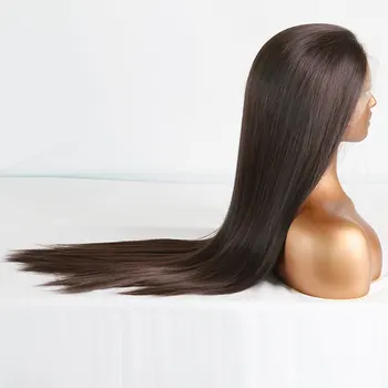 Koyu Kahverengi Tutkalsız Sentetik Dantel ön peruk Uzun Düz ısıya dayanıklı iplik Saç Ön Koparıp Doğal Saç Çizgisi Kadınlar Için Peruk