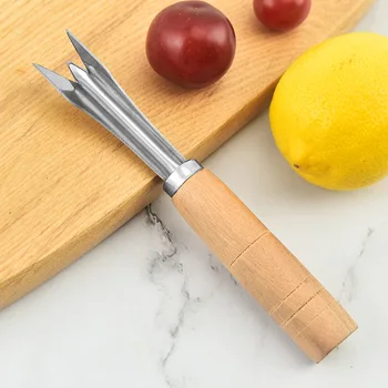 Kürek Sökücü Bıçak Ananas Bıçak Ananas Ahşap Meyve Göz V şeklinde Çelik Ev Paslanmaz Üçgen Kolu Ananas