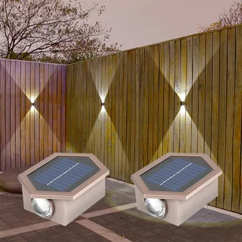 2 Modu güneş ışıkları dış duvar lambası yukarı ve aşağı bahçe ışıkları su geçirmez LED ışıkları balkon sokak bahçe dekorasyon