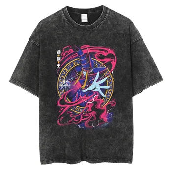 Harajuku Tshirt Mektup japon animesi Yu Gi Oh Grafik T Shirt Erkek pamuklu tişört Yaz Kısa Kollu Casual Tees Tops Yıkanmış