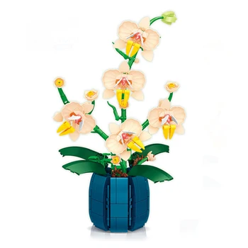 Orkide Çiçek yapı tuğlaları Kiti Bitki Botanik Bonsai Koleksiyonu Dekor Ev Ofis Yapı Taşları Oyuncak Hediye Yetişkinler Çocuklar için