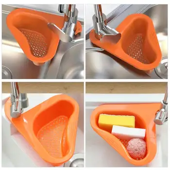 Drenaj Sepeti Taşınabilir mutfak lavabo drenajı Sepeti Yeniden Kullanılabilir çok fonksiyonlu lavabo süzgeci Sepeti Sünger Sabun bulaşıklık rafı Lavabo