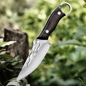 Mutfak Bıçağı kemiksi saplı bıçak Açık Avcılık kamp bıçağı El Yapımı Dövme Bıçak Askeri Bıçak için İyi Kamp Survival Açık