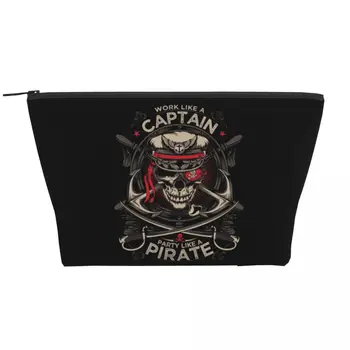 Bir Kaptan Gibi çalışmak Parti Gibi Bir Korsan makyaj çantası Denizcilik Kafatası Denizci Makyaj kozmetik düzenleyici Bayan Depolama Dopp Kiti Kutusu