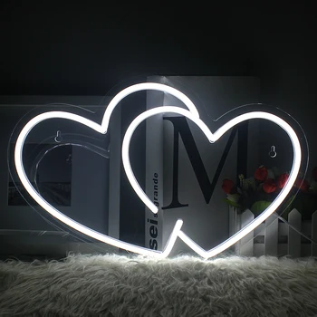 Wanxıng Çift Aşk Neon Burcu led ışık Aydınlık Düğün Parti Batı Odası Dükkanı Ev Kişilik Kalp Duvar Dekorasyon Lambası
