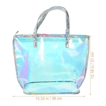 1 Adet Holografik Tote Çanta Renkli omuzdan askili çanta El alışveriş çantası Plaj Egzersiz Kullanımı ( Çeşitli Renk )