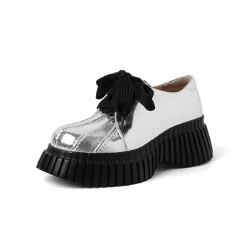 Hakiki deri ayakkabı Bayanlar loafer'lar Pompaları kadın ayakkabı elbise ayakkabı ve oxfords Platformu Moda trendi düz deri ayakkabı bağcıkları