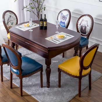 Avrupa Retro Geri yemek sandalyeleri katı ahşap Koltuk Ev yemek odası mobilyası Yeni Çin Yaratıcı Müzakere yemek sandalyesi