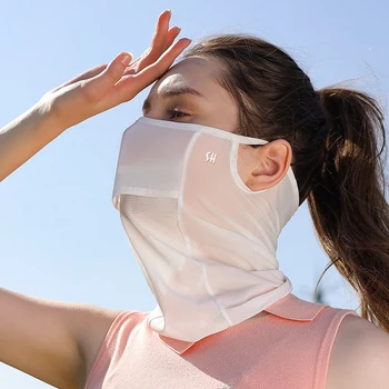 Buz İpek Tam Yüz Güneş Koruma Maskesi Nefes Koşu Spor Maskesi Yumuşak Anti Ultraviyole İnce Yaz Açık Hava Etkinlikleri için