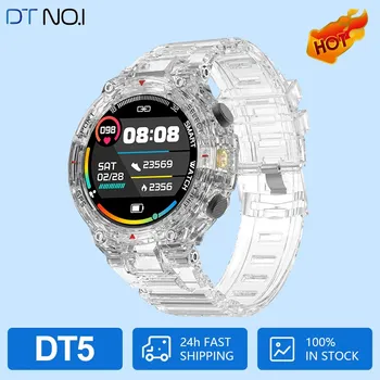 DT5 Spor akıllı saat Erkekler AOD Bluetooth Çağrı 1.45 inç HD Ekran Kalp Hızı 150 Spor GPS İzleme 40g şeffaf Smartwatch