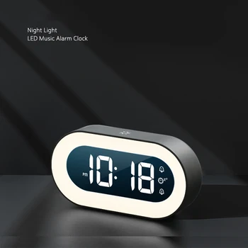 Müzik LED dijital alarmlı saat Saat Ses Kontrolü Gece Lambası Tasarım Masaüstü Saatler Ev Masa Dekorasyon Dahili 1200 mAh Pil