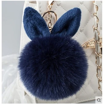 Kore Versiyonu Yeni Kürk Kolye Taklit Tilki Kürk Moda Tavşan Kulaklar Kıl Yumağı Anahtarlık Araba, çanta Lüks Dekorasyon