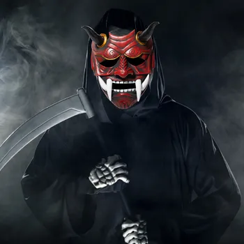 Hannya Şeytan Maskesi Japon Oni Samurai Noh Kabuki Prajna Lateks Maskeleri Evil De-mon Mon-ster Tam Yüz Maskesi Erkekler İçin