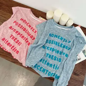 Yaz Yeni çocuk T-shirt Rahat Kolsuz Tank Top İnce Nefes Erkek Giyim Yeni Tasarım Mektubu Baskı Bebek Açık