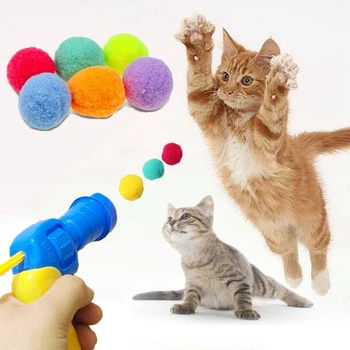 Renkli Peluş Top Kedi Oyuncaklar kediler için Molar Bite Dayanıklı Kabarık İnteraktif Komik Kedi Topları Çiğnemek Oyuncak Eğitim Oyuncak Evcil Hayvan ürünleri