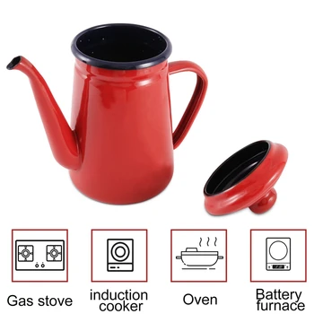 1.1 L Emaye cezve el çay su ısıtıcısı indüksiyon ocak gaz sobası evrensel