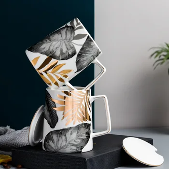 Iskandinav tropikal yağmur ormanları tarzı seramik fincan hediye seramik fincan renk kutusu iş eğlence Kahve fincanı