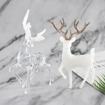 Doğum günü Pastası Dekorasyon Noel Şeffaf Glitter Beyaz Elk Süs Parti Tatlı Pişirme Sahne Güzel Pasta Süsler