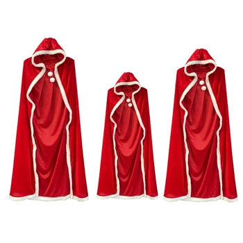 Kapüşonlu Pelerin Kravat Up Kırmızı Elbise Pelerin Karnaval Noel Tatil Aksesuarları