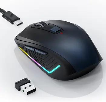 RGB Kablosuz dizüstü için fare,1600 DPI Optik Sensör, 3 Ayarlanabilir Seviye, Ergonomik