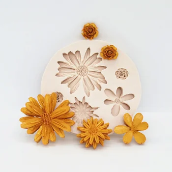 Silikon Kek Kalıpları Çiçek Pişirme Dekorasyon Aracı Papatya Fondan Kalıpları Şeker Kil Çikolata Gumpaste Kalıpları Sanat Aksesuarları