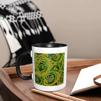 Deniz yeşil Güller Kahve Kupalar İçecek Moda Desen Seramik Kupa Masa Essentials