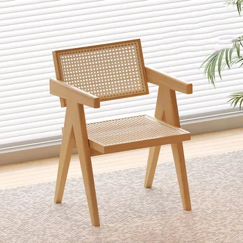 Ahşap Rattan ofis koltuğu Mobil Mutfak Açık Bahçe Tasarımı yemek sandalyeleri Zarif Sedie Pranzo Moderne Ev Mobilyaları