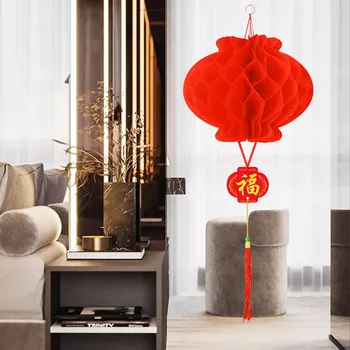 20 ADET Çin Yeni Yılı Partisi Favor Katlanır Yuvarlak Plastik Fener Kırmızı 6 