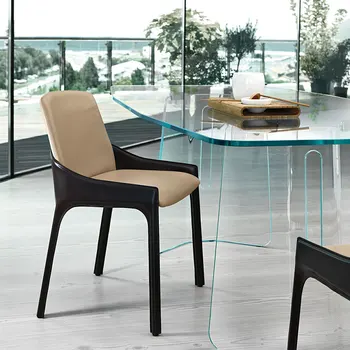 İskandinav yemek sandalyesi modern minimalist eyer deri restoran ışık lüks sırtlı sandalye kahve dükkanı otel kulübü müzakere sandalye