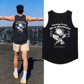 Yaz Erkek Nefes Tankı Üstleri Vücut Geliştirme Spor Kolsuz Spor koşu atleti Erkek Basketbol Eğitim Hızlı Kuru T-Shirt