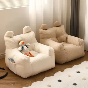 L Çocuk Kanepe Mini Fasulye Torbası Kuzu Kadife Rahat Koltuk Karikatür çocuk kanepesi Okuma Tatami bebek mobilyası
