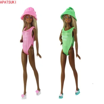 Moda Mayo Kıyafetler barbie oyuncak bebek Giysileri Renkli Mayo ve Kova Şapka Barbie 1/6 BJD Bebek Aksesuarları Çocuk Oyuncakları