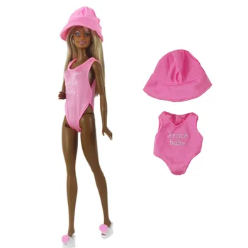 Moda Mayo Kıyafetler barbie oyuncak bebek Giysileri Renkli Mayo ve Kova Şapka Barbie 1/6 BJD Bebek Aksesuarları Çocuk Oyuncakları