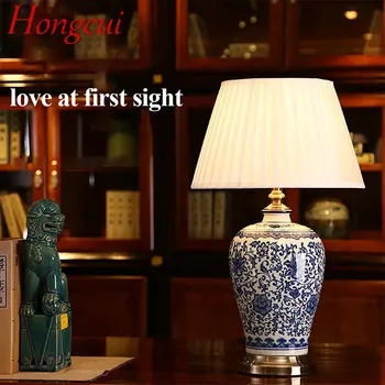 Hongcui Modern Seramik masa lambaları LED Karartma Çin Mavi Ve Beyaz Porselen masa ışığı Ev Oturma Odası Yatak Odası için