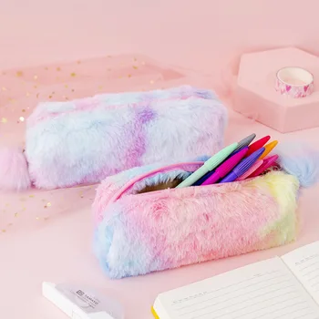 1 Adet Kawaii Sevimli Peluş Kılıfı kalem Çantası Okul Ofis Malzemeleri Kırtasiye Makyaj Çantası kozmetik kutusu