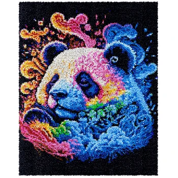 Mandal kanca halı kitleri ile önceden basılmış Panda desen acemi için Smyrna düğmeler paketi halı Mandal kanca paketi halı