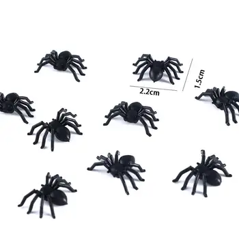Toksik Olmayan DIY Doğum Günü Dekorasyon Plastik Siyah Şaka Oyuncaklar Cadılar Bayramı Dekorasyon Cadılar Bayramı Prank Sahne Sahte Örümcek
