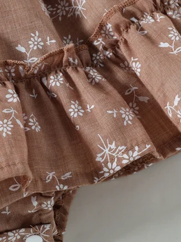 Toddler Kız Çiçek Baskı Uzun Kollu Romper Elbise Vintage Boho Güz Kış Kıyafet Giyim Seti