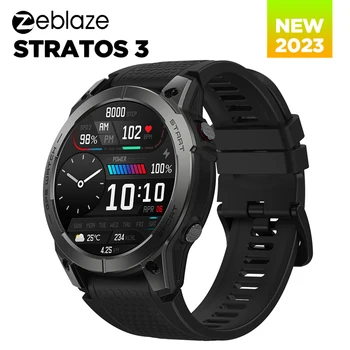 Zeblaze Stratos 3 akıllı saat GPS 1.43 İnç AMOLED Kan Oksijen / Uyku / nabız monitörü Bluetooth Çağrı spor saat Erkekler Kadınlar